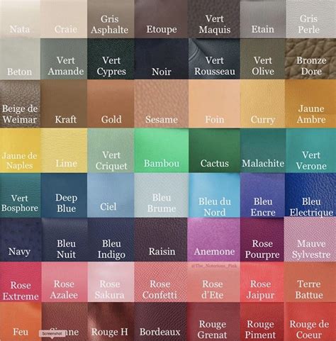 hermes leather colors guide